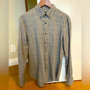 Club Monaco Gray Windowpane Button Down Small Slim Fit